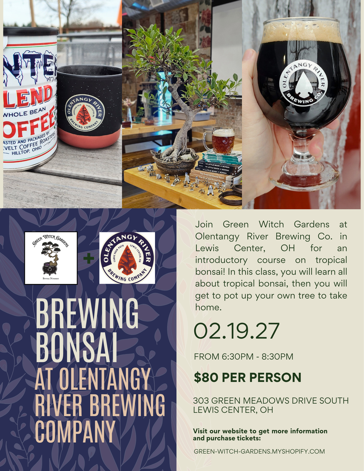 Brewing Bonsai at Olentangy River Brewing Company - 2/19/27 at 6:30pm
