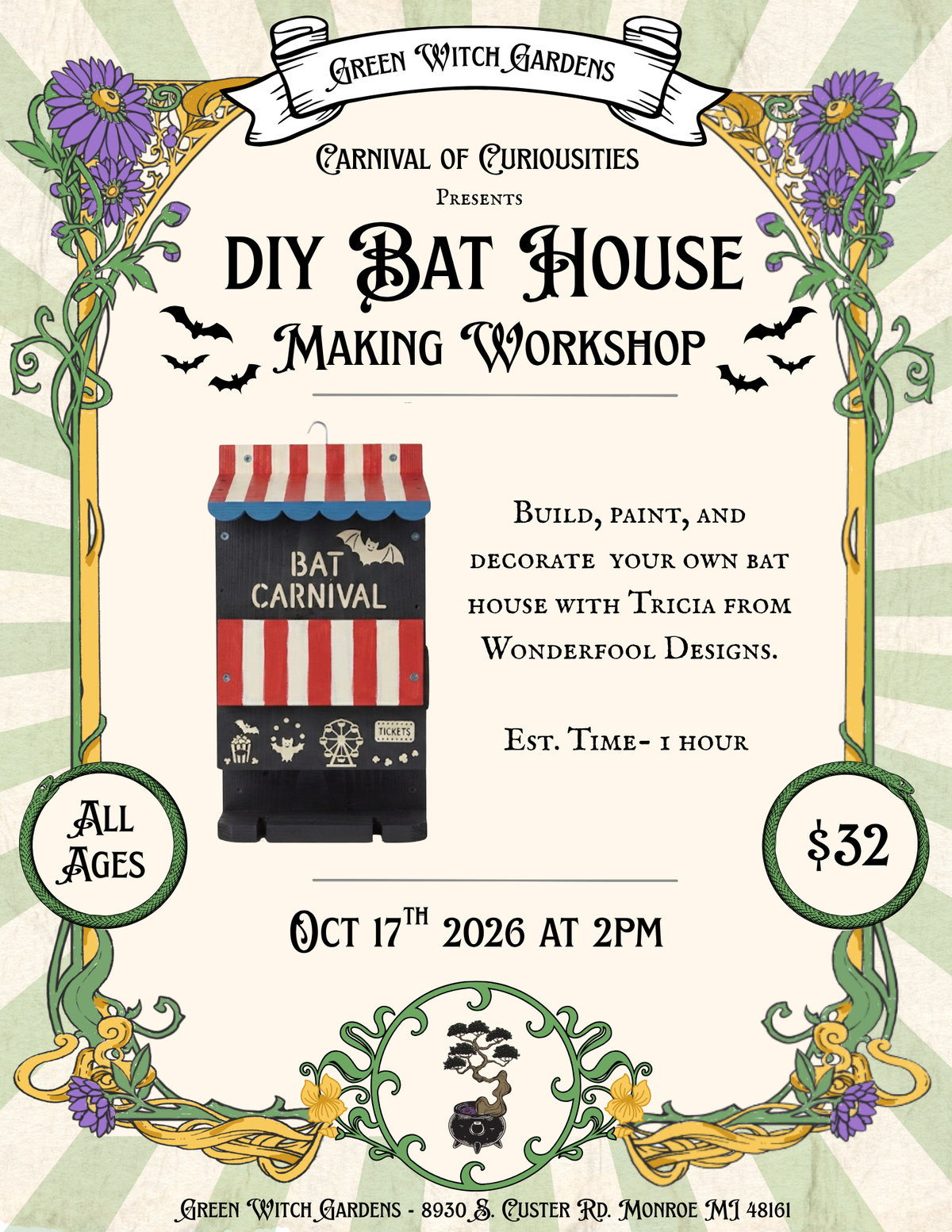 DIY Bat House Class - 10/17/26 @2pm